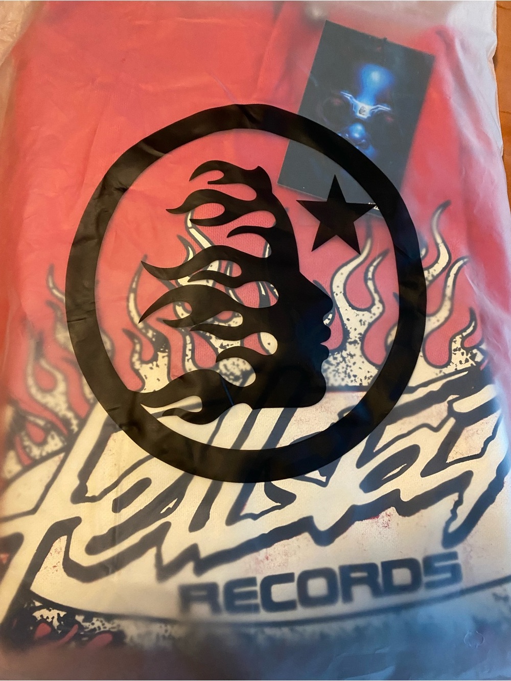 Men's Red Graphic Short-Sleeve Tee with Black Flame Logo